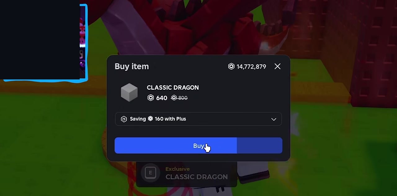 Exclusive Classic Dragon Robux shop — Exclusive shop pet, not Red Dragon Index income