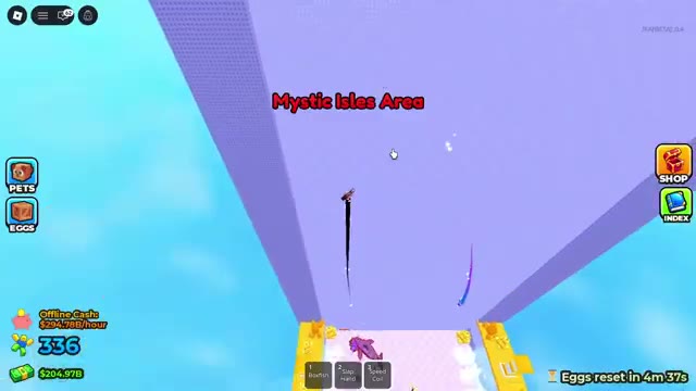 Mystic Isles Area nameplate on vertical drop