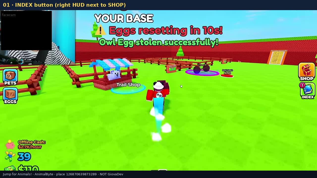 Animal Index button on right HUD next to Shop